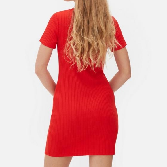Red Ribbed Mini Dress - Picture 3 of 4